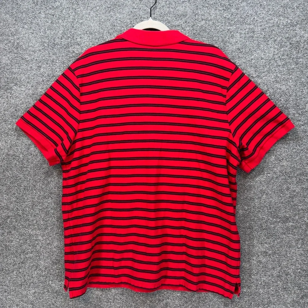 Nike Polo Shirt Mens XXL Red Black Striped Short Sleeve Golf Classic Fit Pique